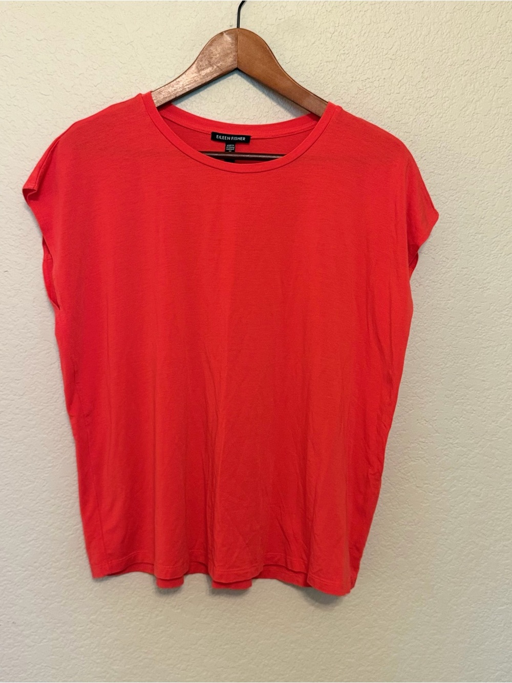 Eileen Fisher Red Orange Crewneck Short-Sleeve Top Size Medium